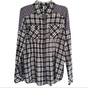 Free People Catch Up With Me Plaid Flannel Shirt - Sz M